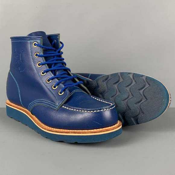 ICECREAM Size 9.5 Royal Blue Leather Worker Ankle Boots - Picture 3 of 8